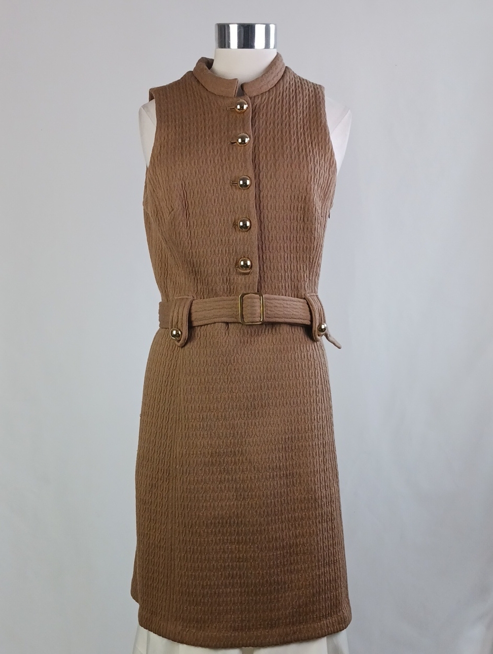 MILLY TAN SLEEVELESS W BELT DRESS